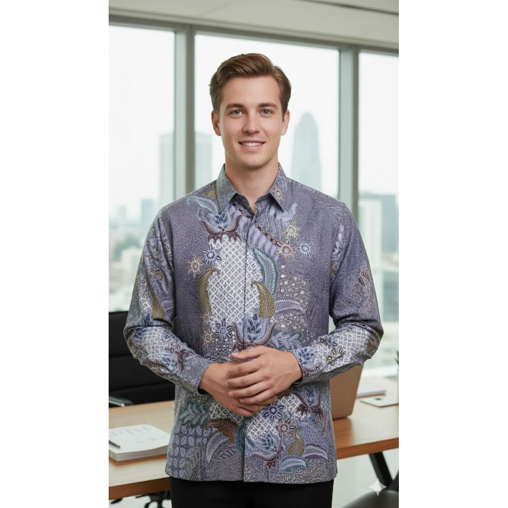 batik kemeja sutra lengan panjang