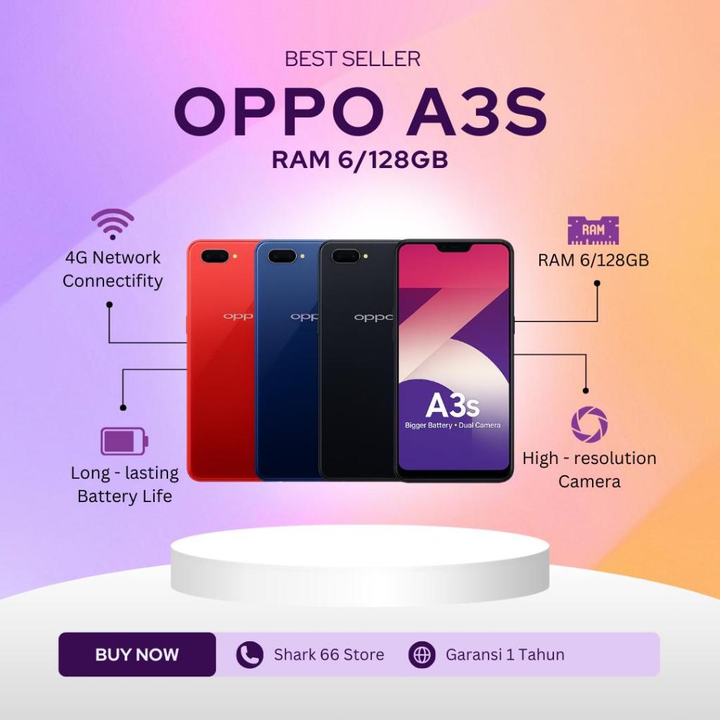 oppo a3s ram 6/128 GB 4G LTE BERGaransi 1 Tahun