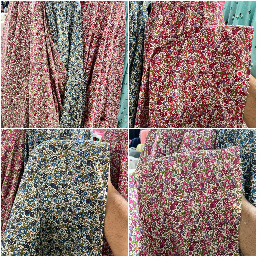 Kain katun linen rami motif bunga kecil (harga tertera 0,5m)