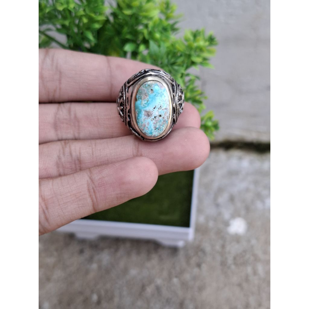 Natural Pirus Persia - Batu Akik - Batu Alam Motif Yin Yang