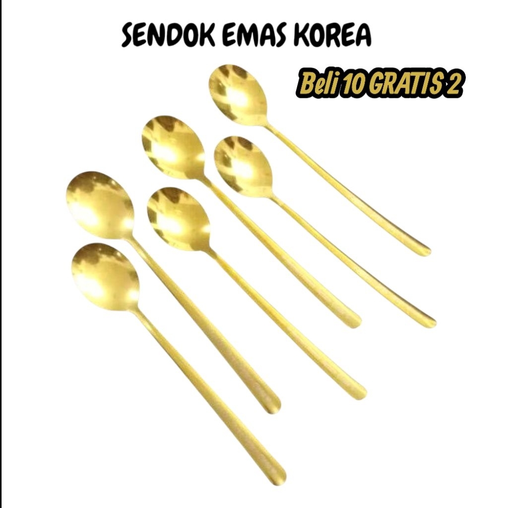 SENDOK MAKAN WARNA GOLD EMAS SENDOK GARPU KOREA ALAT MAKAN SENDOK