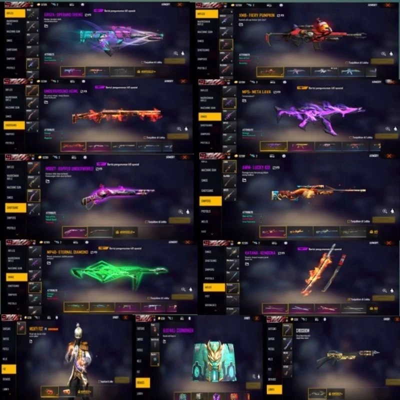 AKUN FF Sultan-Level Tinggi,Skin Langkap,ready akun ff murah-bagus ff full skin