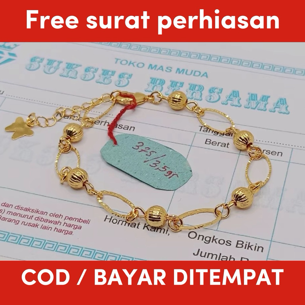new gelang tangan wanita emas muda motif jurai bola free surat toko