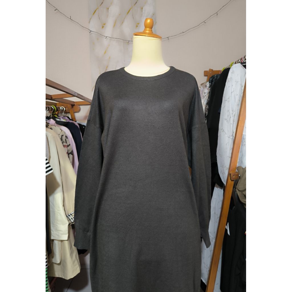 dress knit baju knit dress rajut lengan panjang