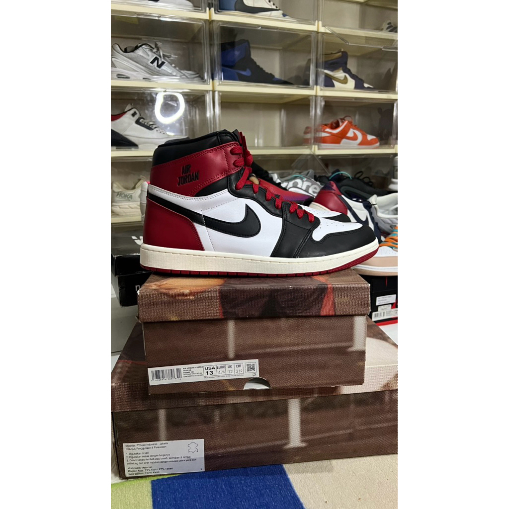 NIKE AIR JORDAN 1 RETRO HIGH OG BLACK TOE REIMAGINED Sz47,5