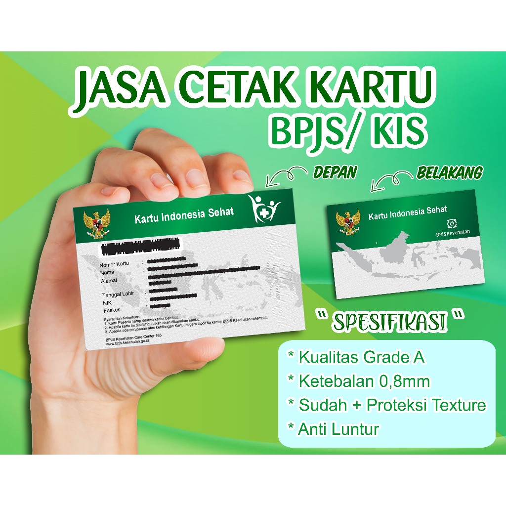 JASA CETAK KARTU BPJS SEHARI JADI, KUALITAS GRADE A, PROTEKSI TEXTURE