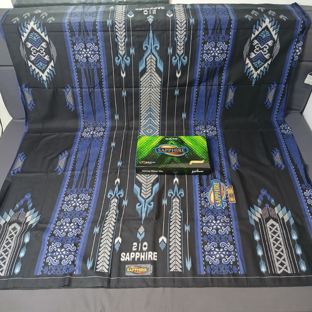 Sarung Sapphire SPK HITAM Kembang / Sarung Pria Hitam / Sarung Sapphire Motif Kembang