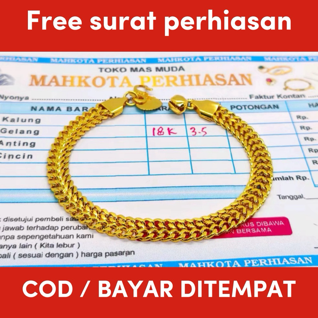 gelang tangan emas muda motif tikar terbaru dapat surat toko