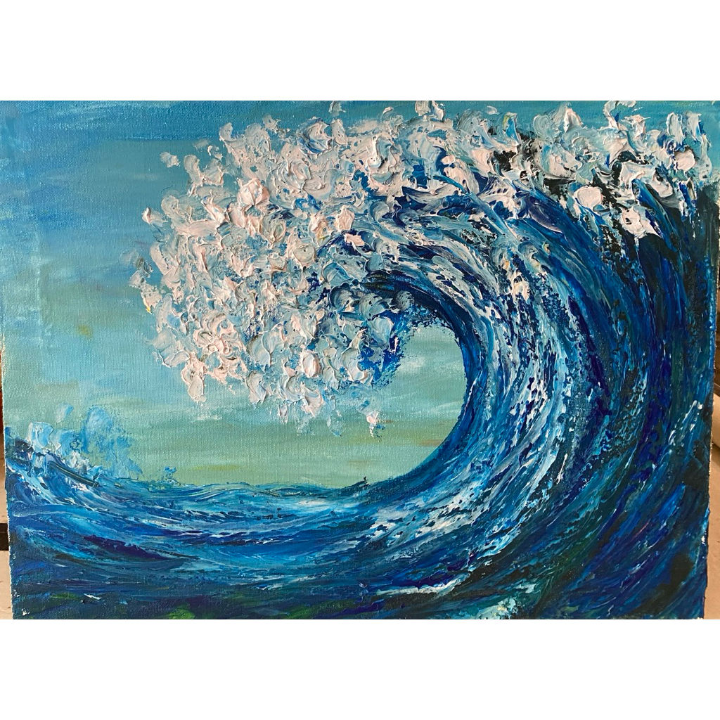 Lukisan Ombak Pantai, Lukisan Pantai, Lukisan canvas buatan tangan