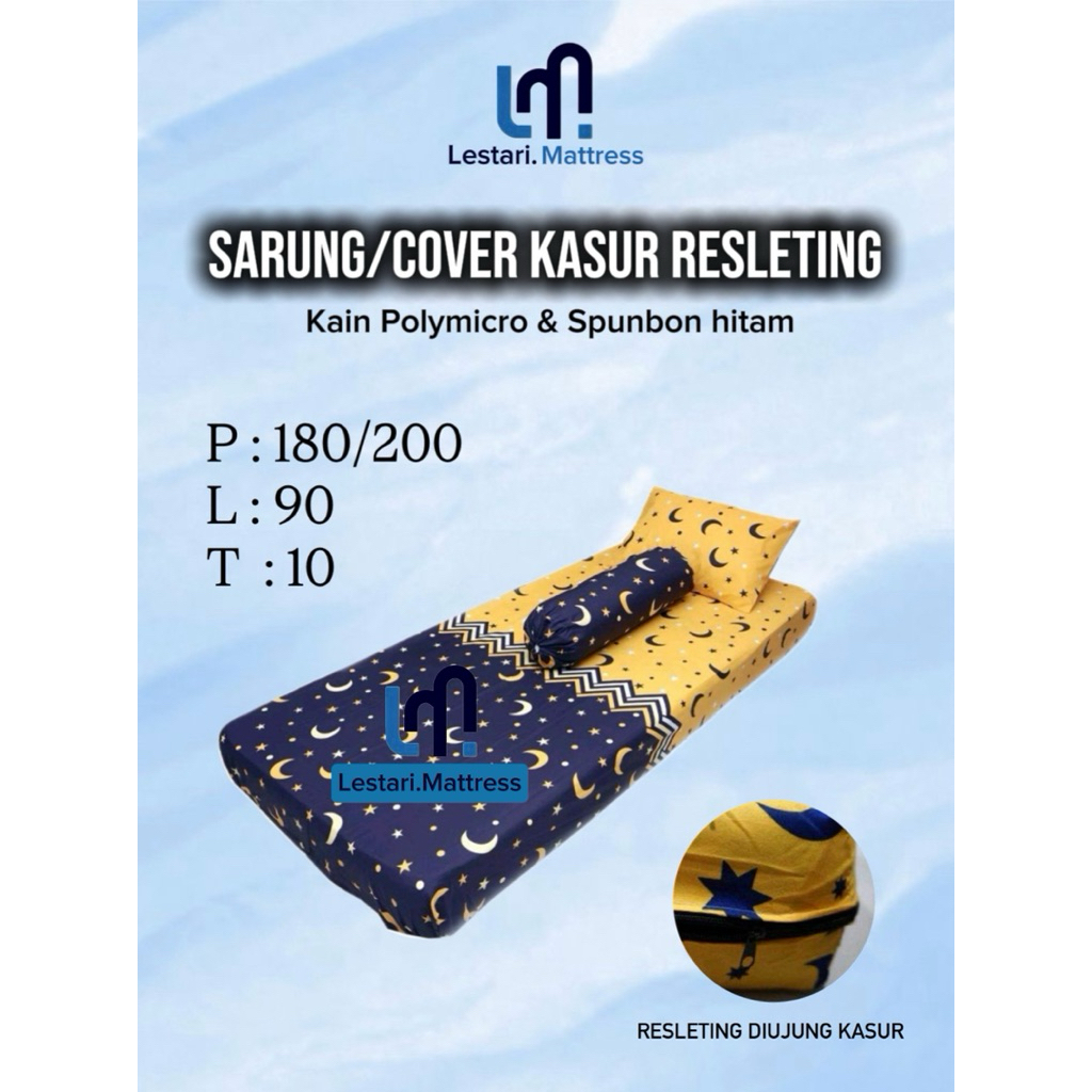 (TERLARIS) Sarung/Cover Kasur Busa Resleting Bahan SUPER LEMBUT Ukuran 180x90x10 200x90x10