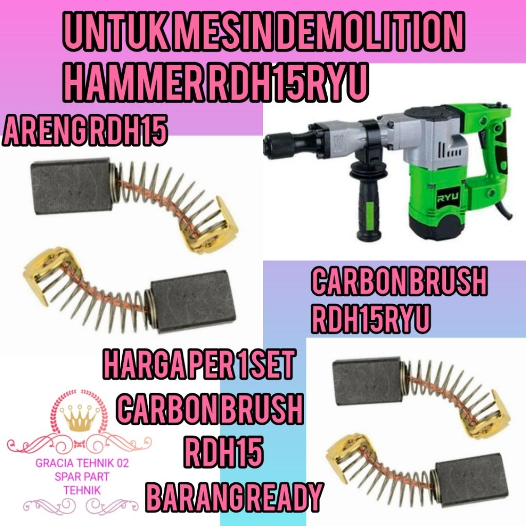 CARBON BRUSH RDH15 RYU UNTUK MESIN JACK HAMMER RYU RDH15  ARENG RDH15 MESIN BOBOK RYU RDH15 BARANG R