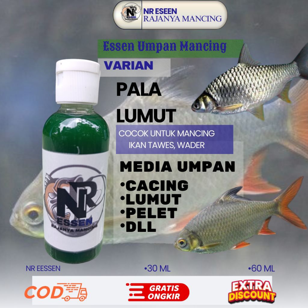 NR ESSEN VARIAN PALA LUMUT 100% PRENIUM esen ikan mas,munjahir, nila bawal, gurame, lele, tawes, wad