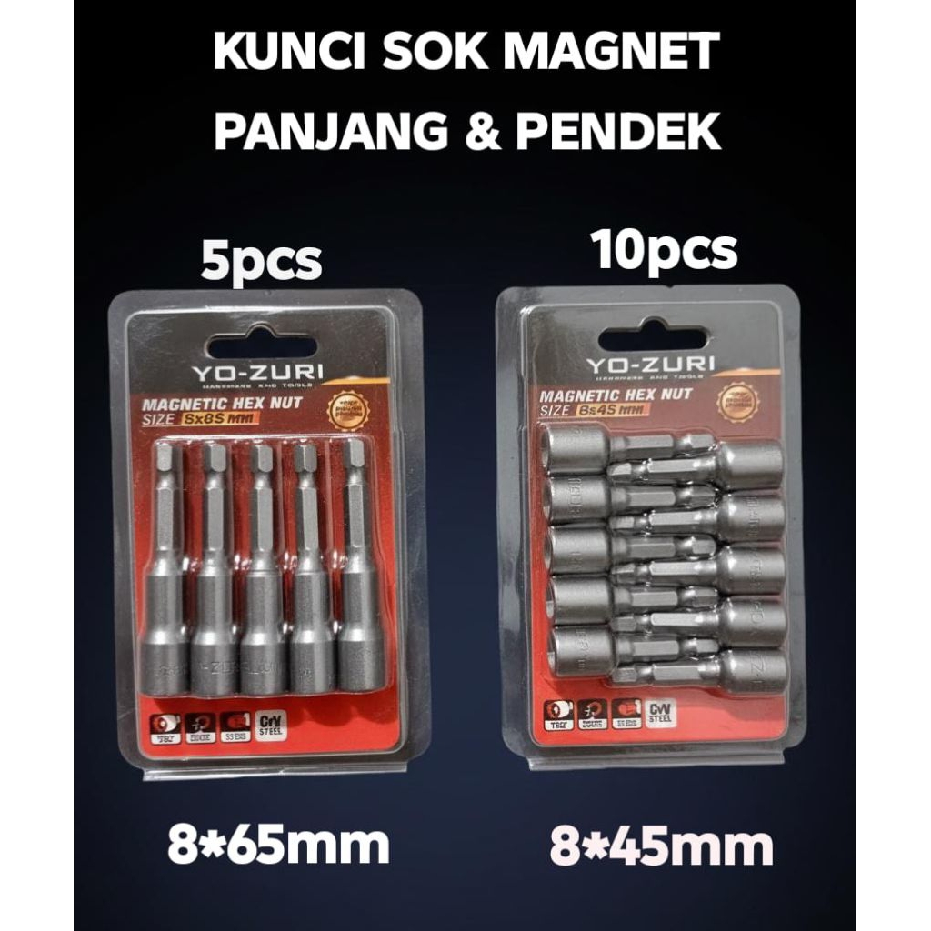 GROSIR 6-12PCs MATA BOR MAGNET BAUT ROOFING - BAUT BAJA RINGAN - MATA SOCKET MAGNET 8MMx45MM & 65MM