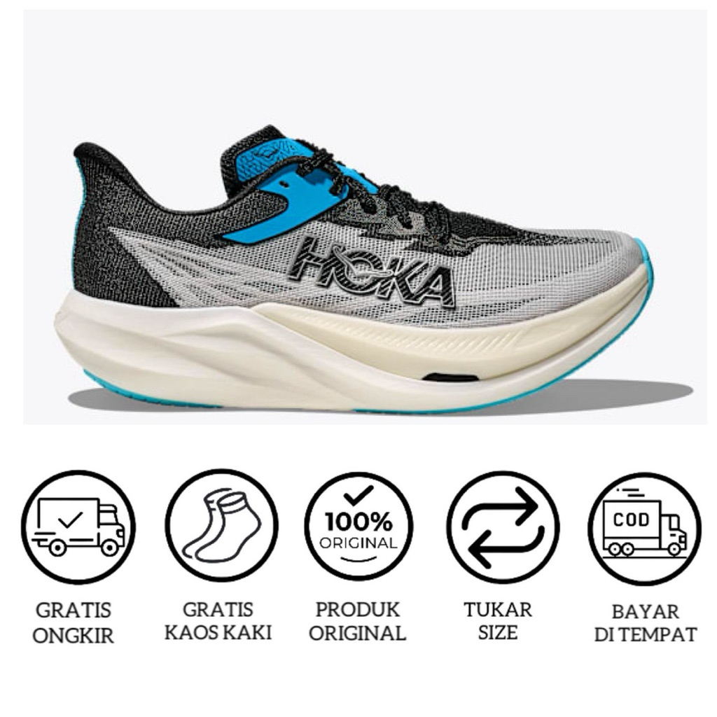 Sepatu Running Hoka Rocket X 3 White Black
