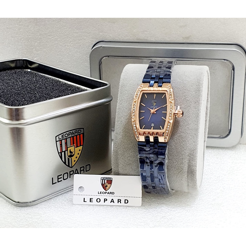 ORI JAM TANGAN WANITA ANTI AIR LEOPARD 8062 TALI RANTAI STEINLESS