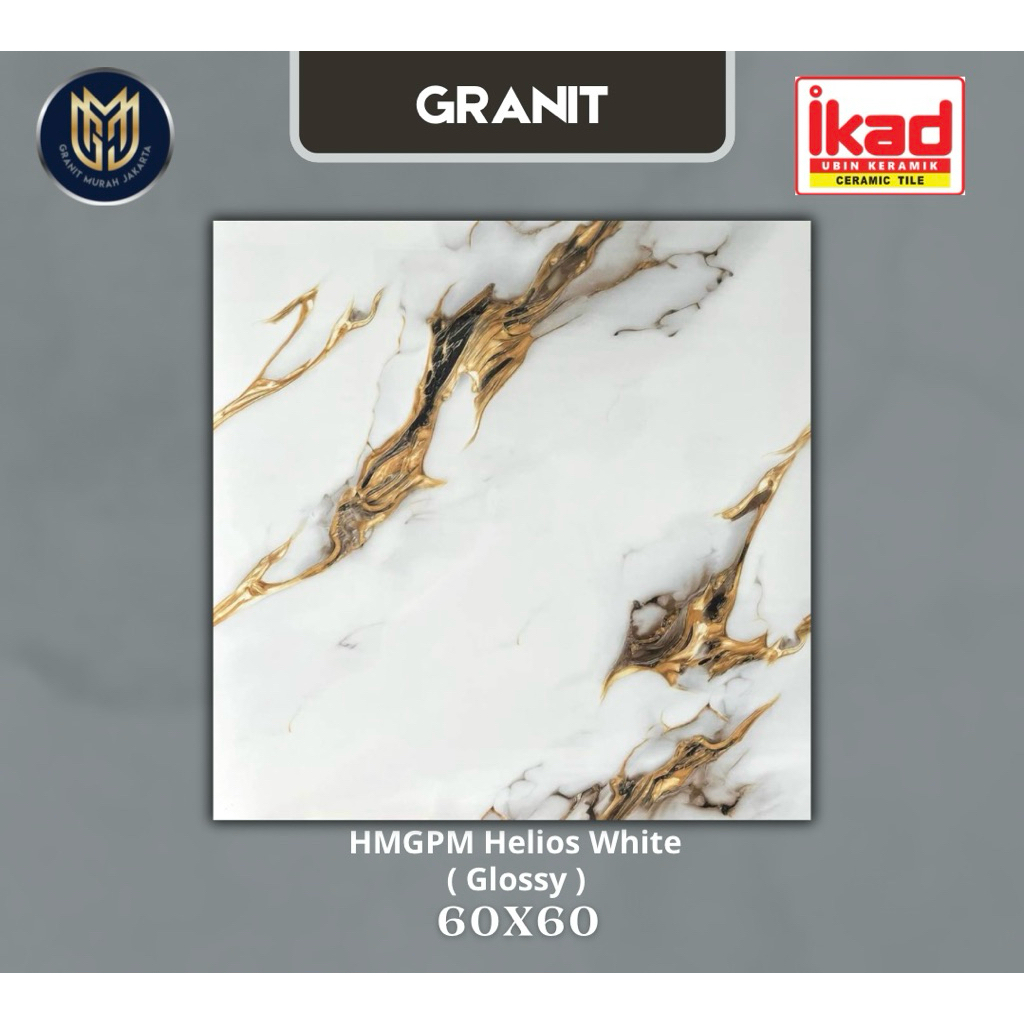 Granit 60x60 motif emas / gold HMGPM helios white ikad - Glossy
