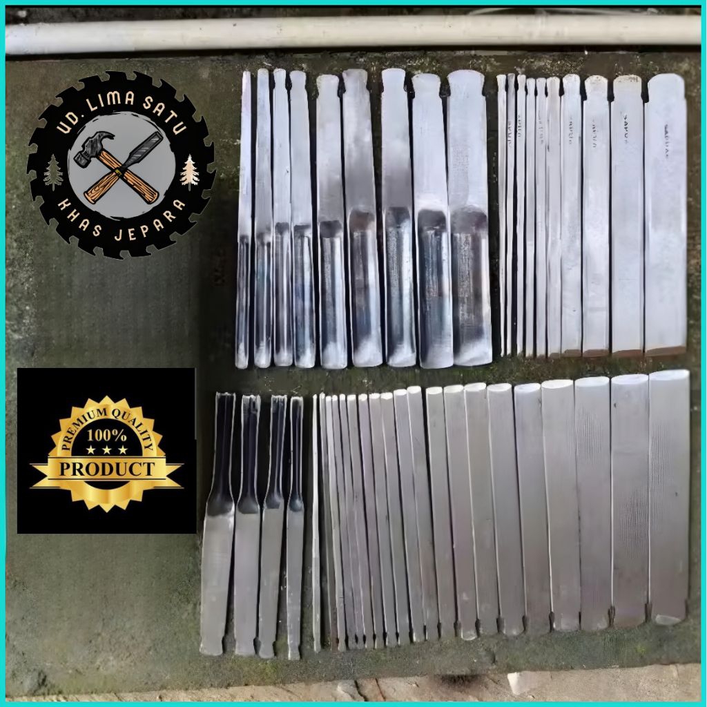 Pahat Jepara SAPUAN Putih, Tatah Ukir Kayu Isi Set43 Pcs, PESANAN KHUSUS Sudah di asah siap pakai
