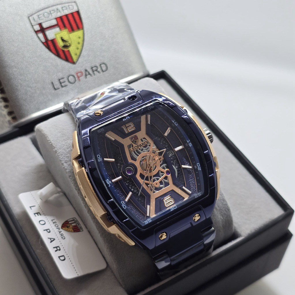 Garansi Terbaik  Jam Tangan Pria LEOPARD 8065 Chrono Variasi Tangal On Rantai Steinless