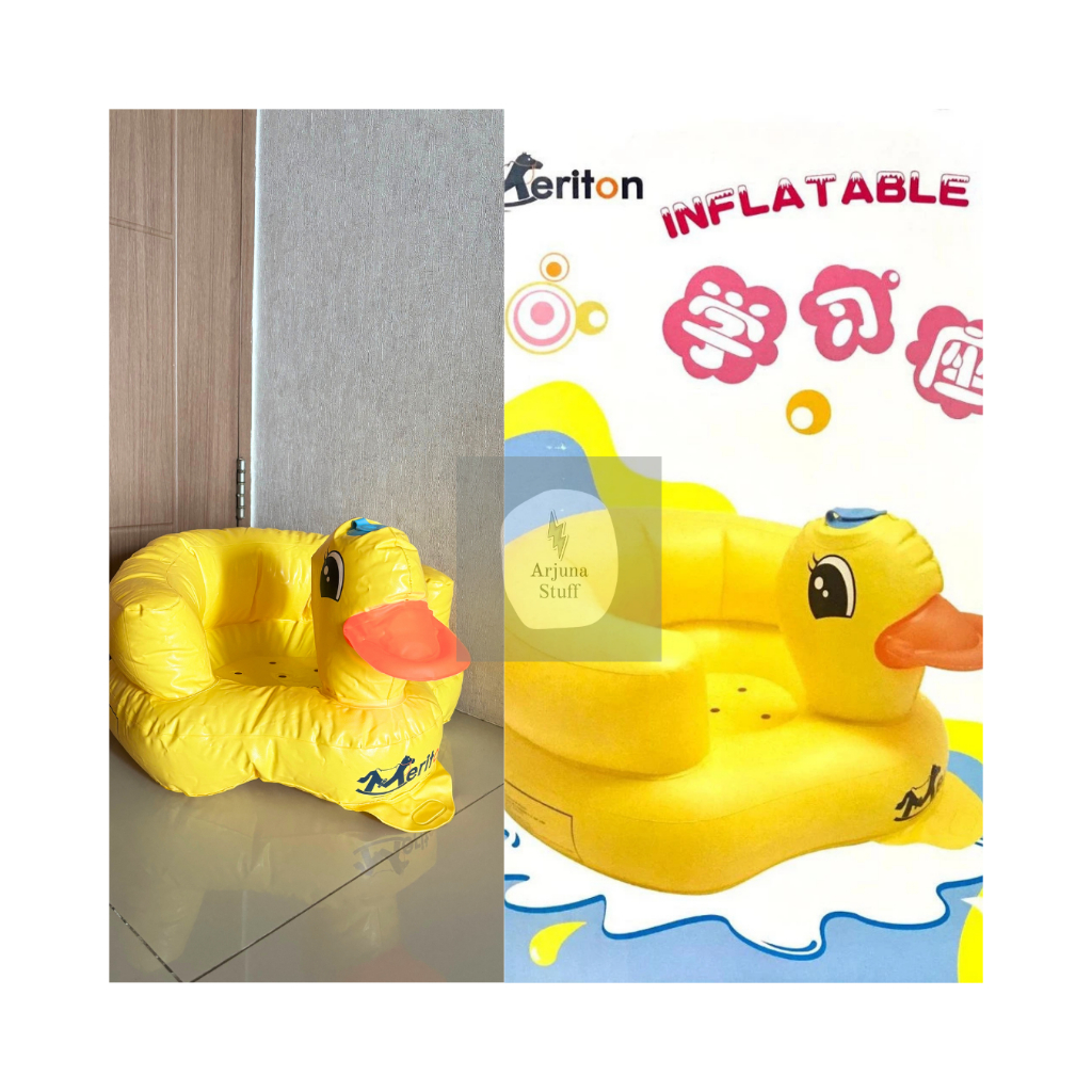 Preloved MERITON Animal Baby Bath Inflatable Chair Built In Pump/ Kursi Mandi Bayi