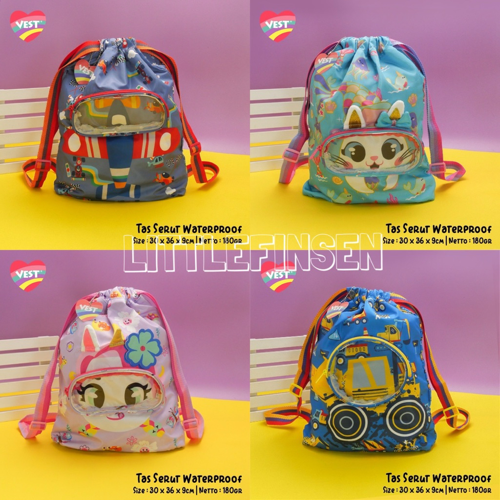 VEST tas serut/Tas renang anak serut waterproof/string bag anak/tas serut anak laki laki dan perempu