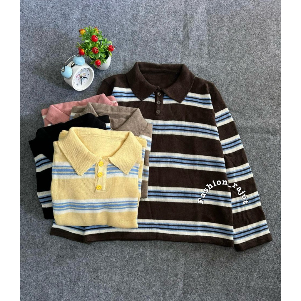 Clea Knitwear Wangki Stripe|Atasan Rajut Wanita