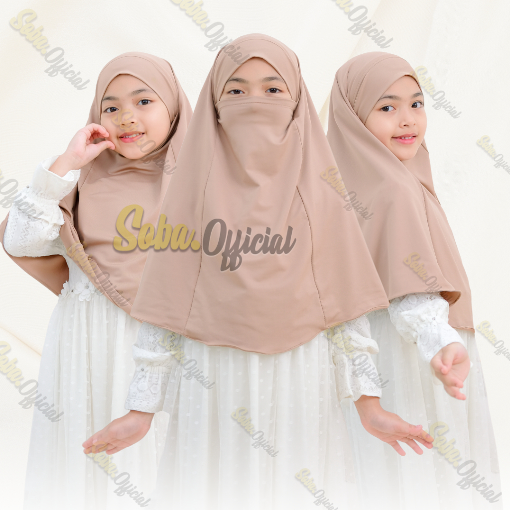 Sobaa Hijab - (Bisa COD) Hijab French Khimar Niqob Anak Remaja Jersey Premium I Hijab Cadar Anak I F