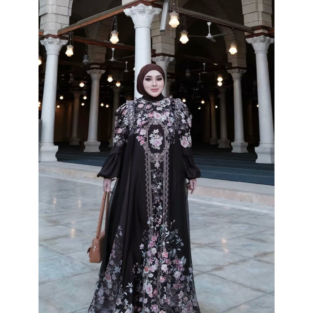 SHELLA SAUKIA - DRESS SERIES EGYPT HITAM BLINK FLOWERS