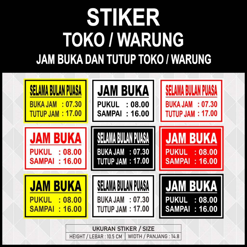 Stiker Toko Atau Warung Jam Buka Dan Tutup Toko