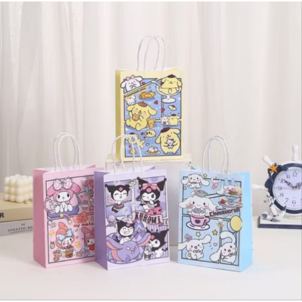 TokoHobi_WAS - Paper Bag Sanrio Lucu Kantong Kertas Happy Birthday Animasi Goodie Bag Bingkisan Snac