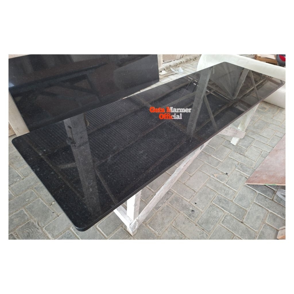 Top Table || Daun Meja Minimalis Batu Granit Hitam Motif Glosy Mengkilat Ukuran 60x120Cm
