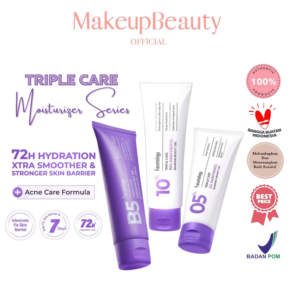 FACETOLOGY Panthenol Barrier Boost Moisturizer Series 5%, 10% & Ceramoist B5 - Pelembap Skin Barrier