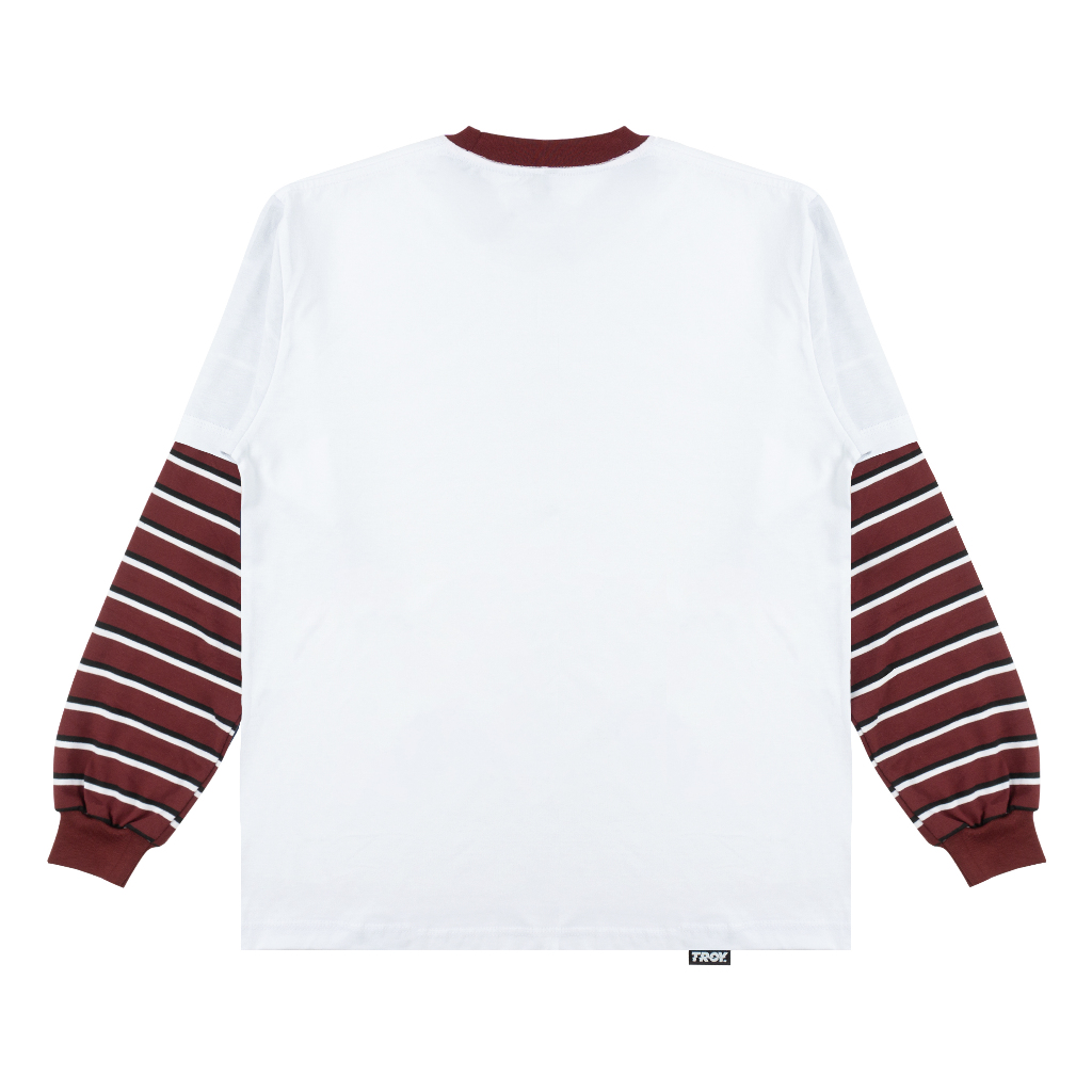 Troy Company Double Sleeve Longsleeve White Maroon Groove Party - Kaos Lengan Panjang Kaos Putih DSD 3489