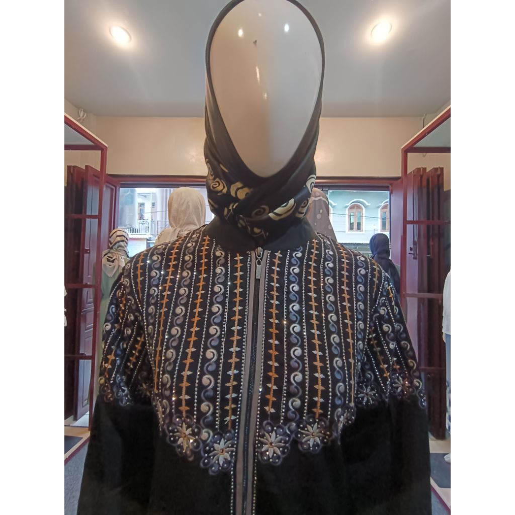 Gamis muslimah Full bordir Tasik dan Payet mute gosok motif elegan