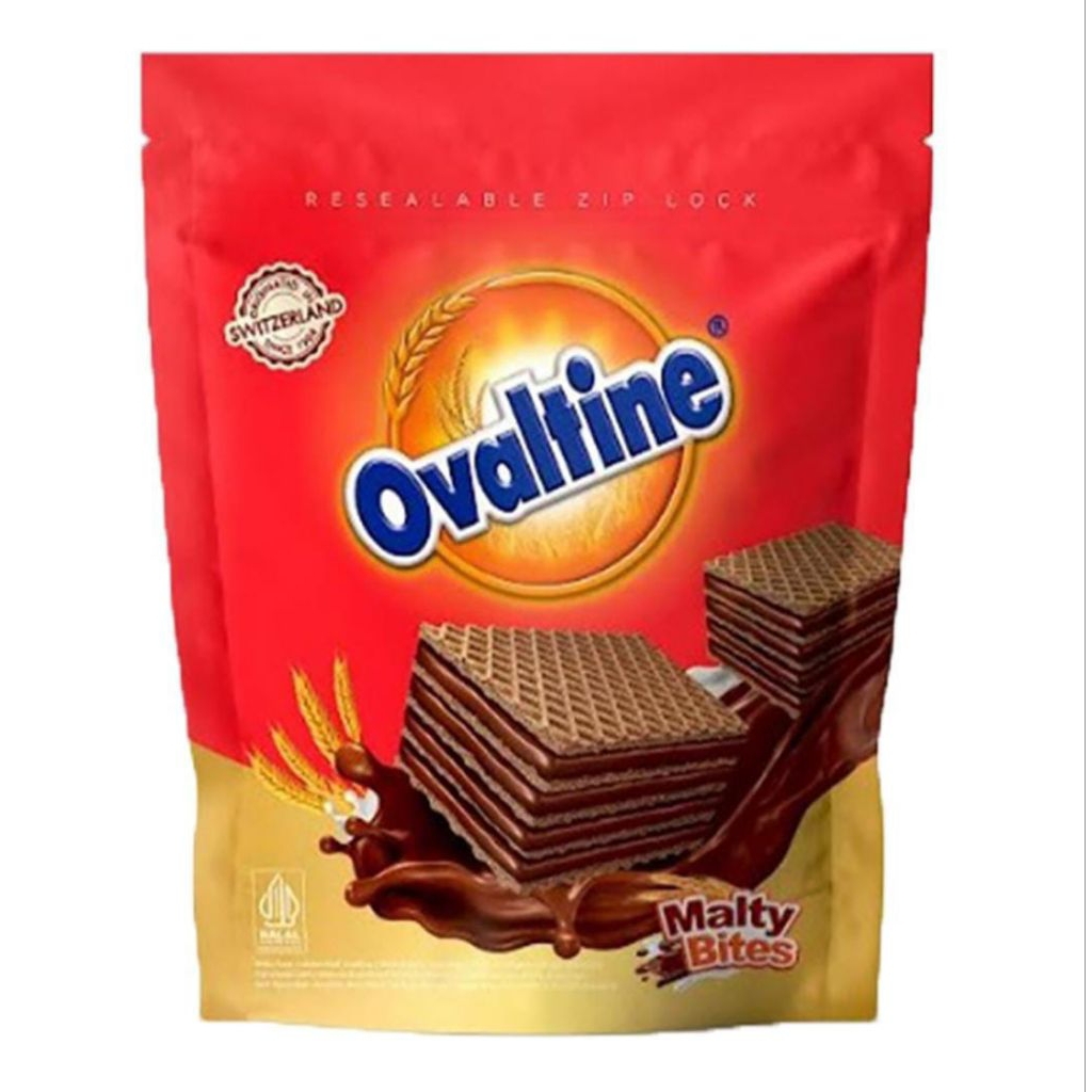 Ovaltine Malty Bites Wafer Coklat Original | Wafer Renyah Isi Coklat | Snack Import Ziplock