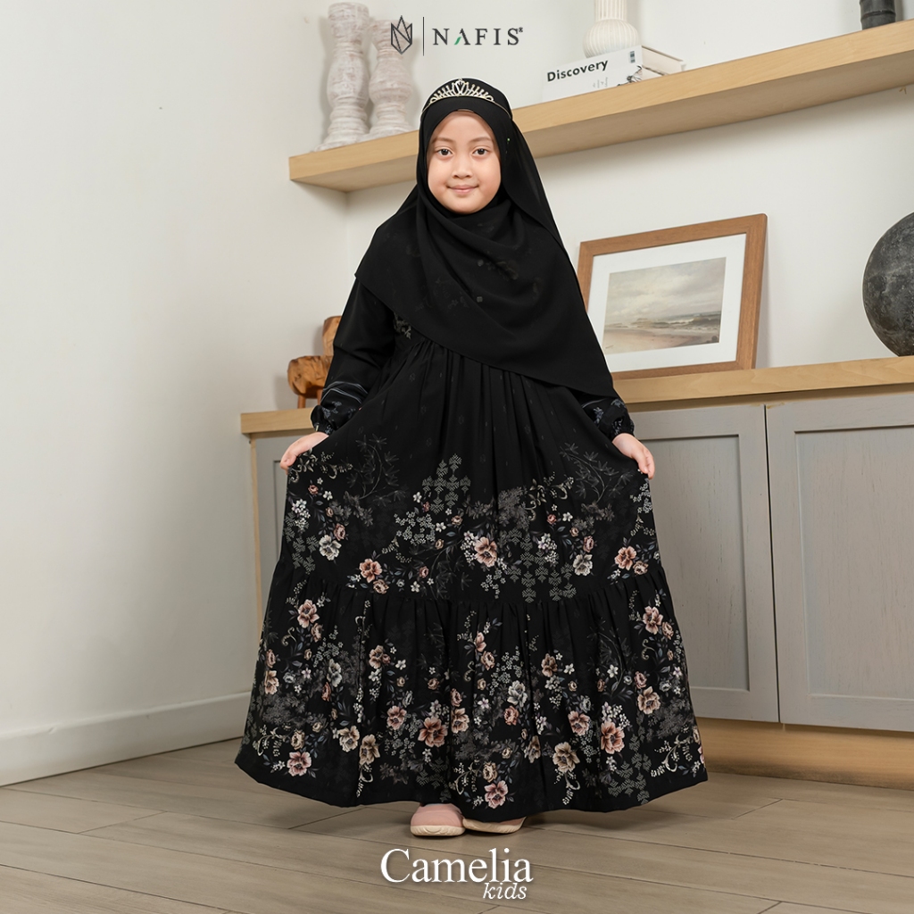 NAFIS SARIMBIT JENNA SIGNATURE SERIES CAMELIA DRESS KIDS Bahan Romario Premium
