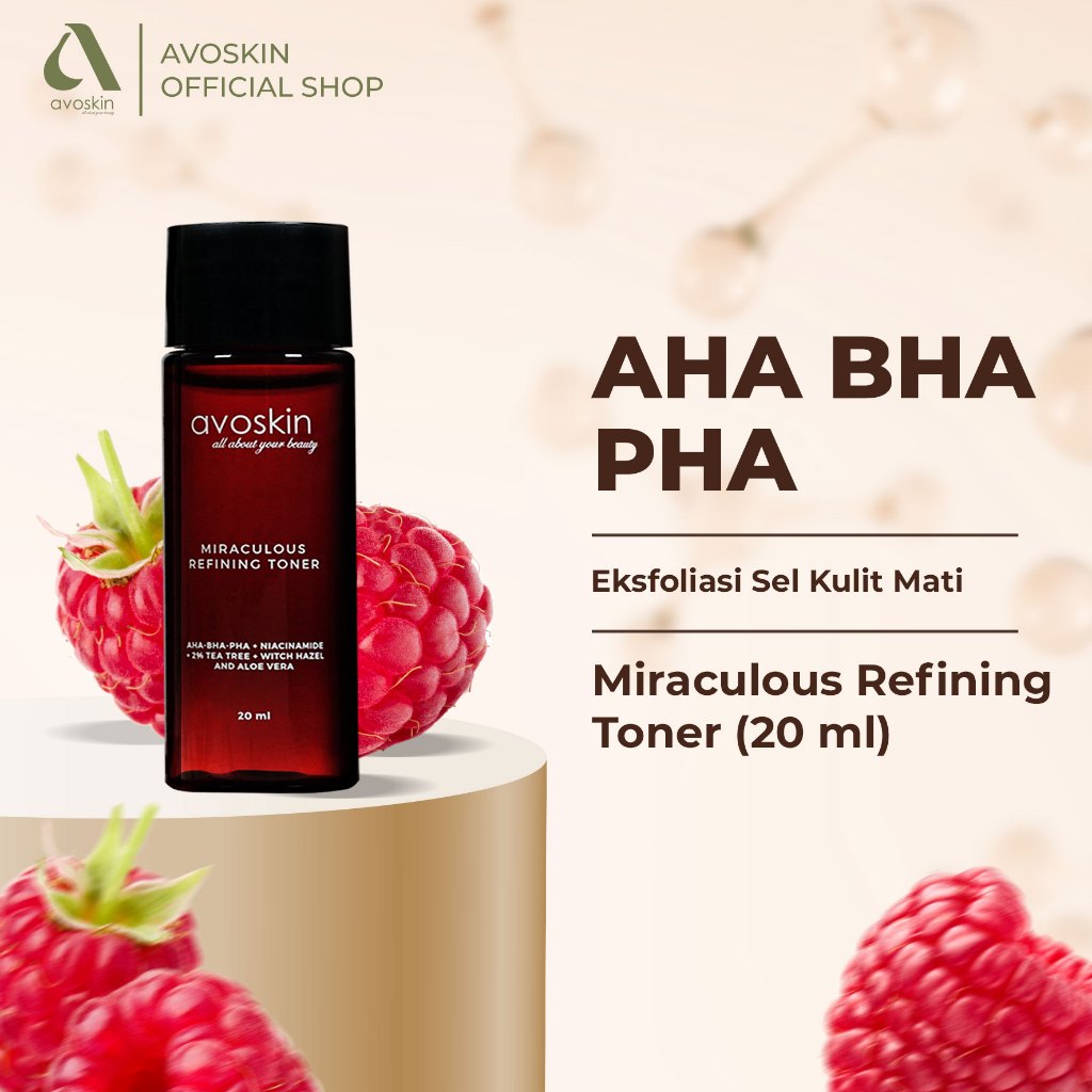 Travel Toner Avoskin Miraculous Refining 20ml-AHA BHA PHA-Eksfoliasi Kulit Wajah