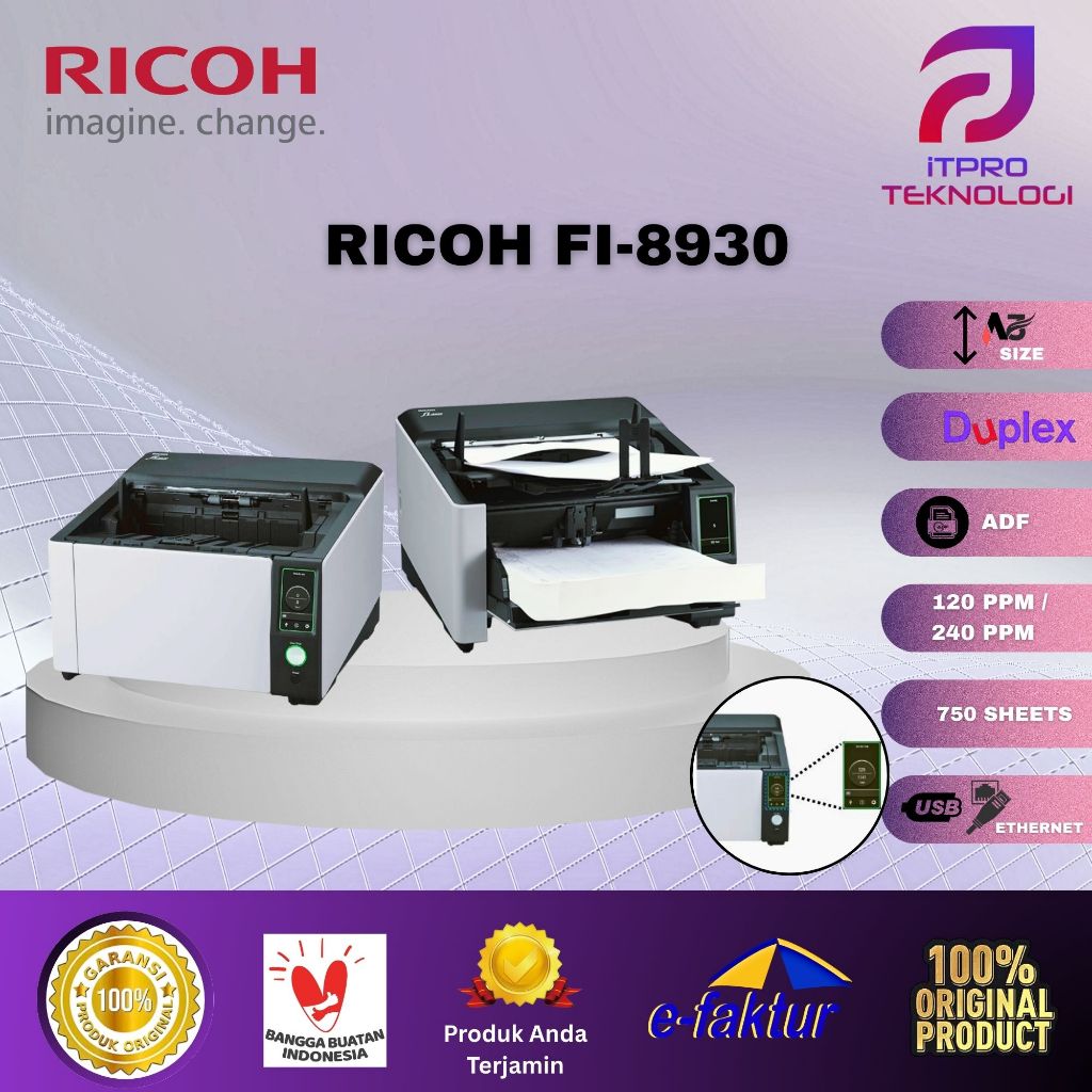 Scanner Ricoh Fi-8930 ADF Duplex Network A3 USB