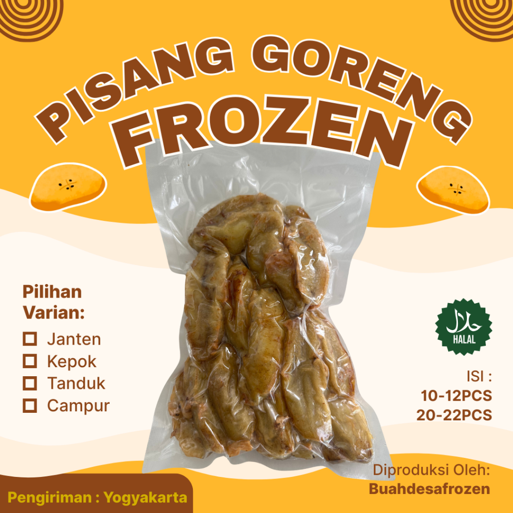 Pisang Goreng Kejantan Crispy Premium Frozen isi 250 500 1000 gram - Pisang goreng kepok frozen Pisa