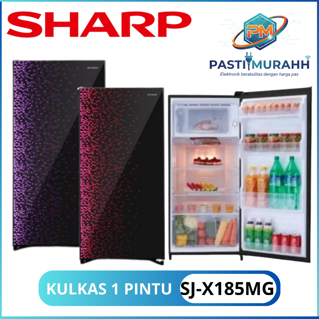 SHARP KULKAS 1 PINTU SJ-X185MG-GB/GR (166L) kulkas sharp 1 pintu shine magneglas series
