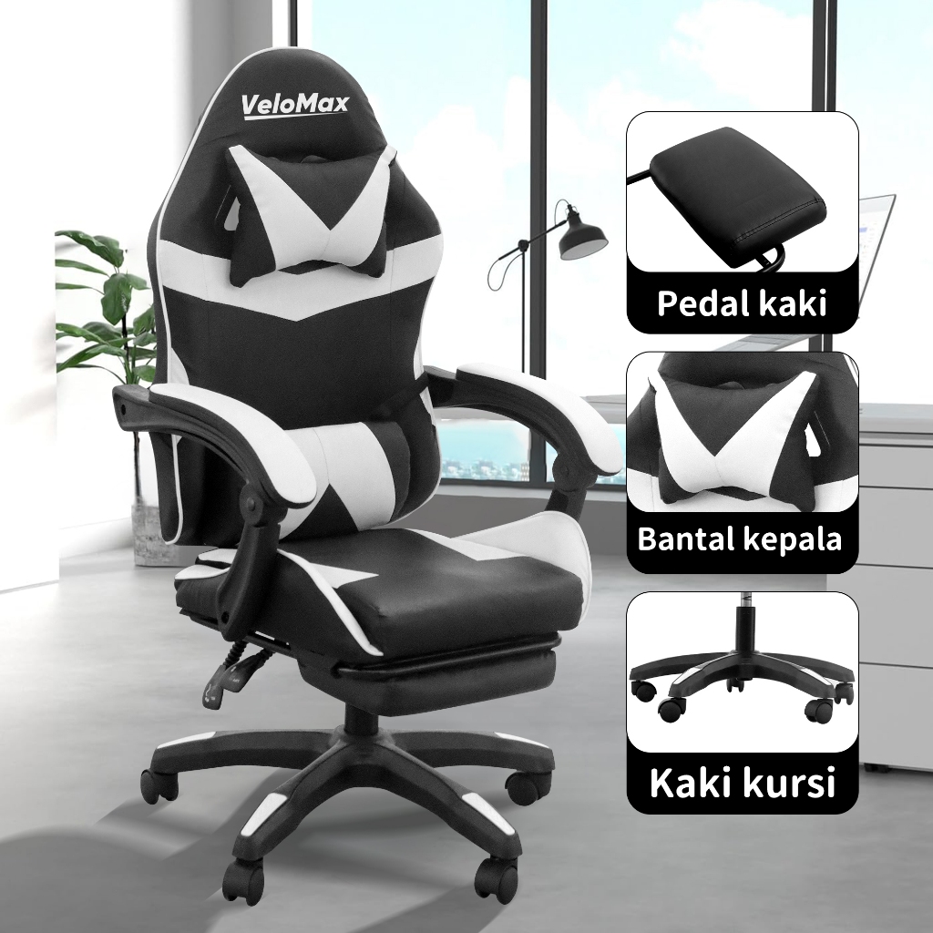 Kursi komputer Kursi belajar dengan fungsi sandaran dan sandaran kaki Kursi kantor Kursi gaming