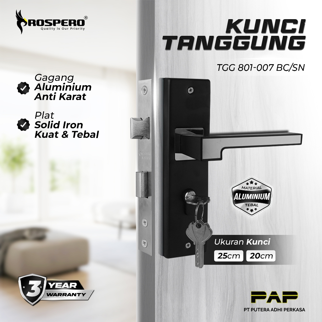 SET KOMPLIT Gagang Kunci Pintu 20 cm Kunci Pintu Kayu & Besi | Tebal & Anti Maling