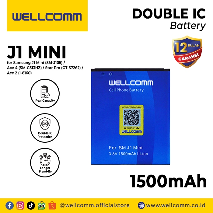 Battery Double Ic Wellcomm Sam J1 Mini/Ace 4/Star Pro/Ace 2 1500mAh