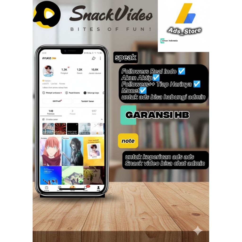 akun snack video ads(promosi)