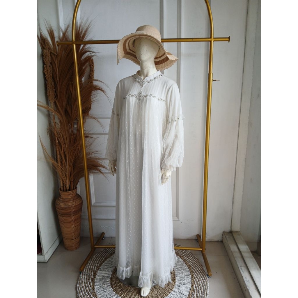 F0458 Gamis Tile Polkadot Gamis Maxi Wanita Dewasa