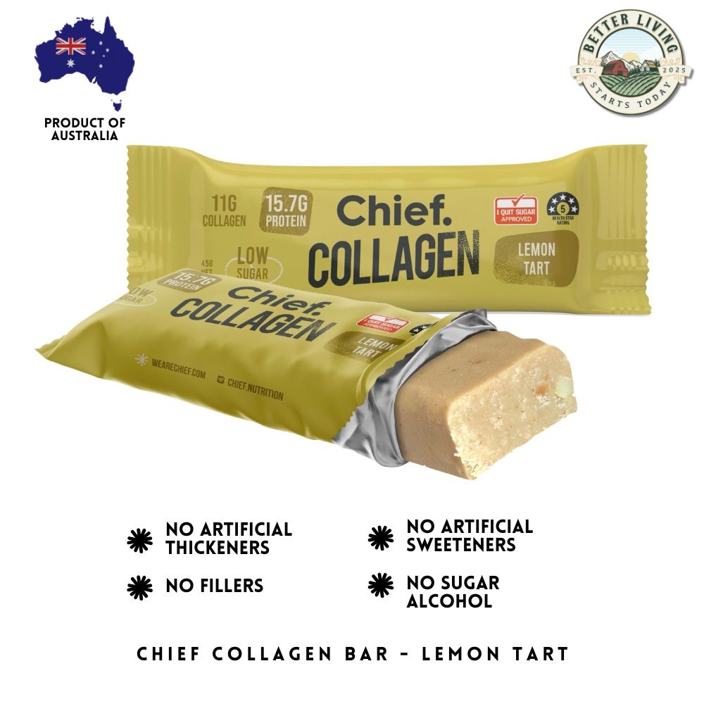 Chief Nutrition Collagen Protein Bar Healthy Snack Gluten Free 45 gram Imported Australia - Lemon Ta