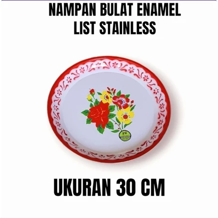 NAMPAN BULAT 30, 36 & 50CM ENAMEL BUNGA LIST STAINLESS (Kualitas Premium) 1PCS