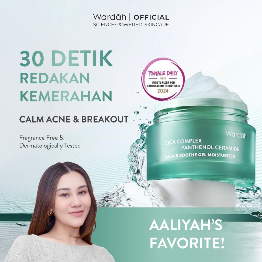 WARDAH Cica Complex + Panthenol Ceramide Calm & Soothe Gel Moisturizer 30 g - Pelembab Gel Ringan ya