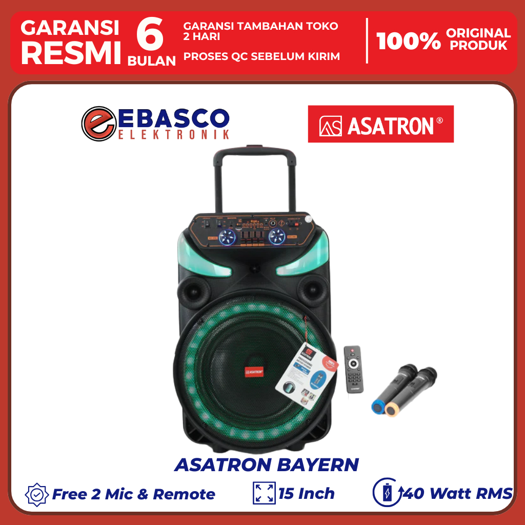 ASATRON Speaker Aktif BAYERN Portable Woofer 15 Inch Bergaransi Resmi