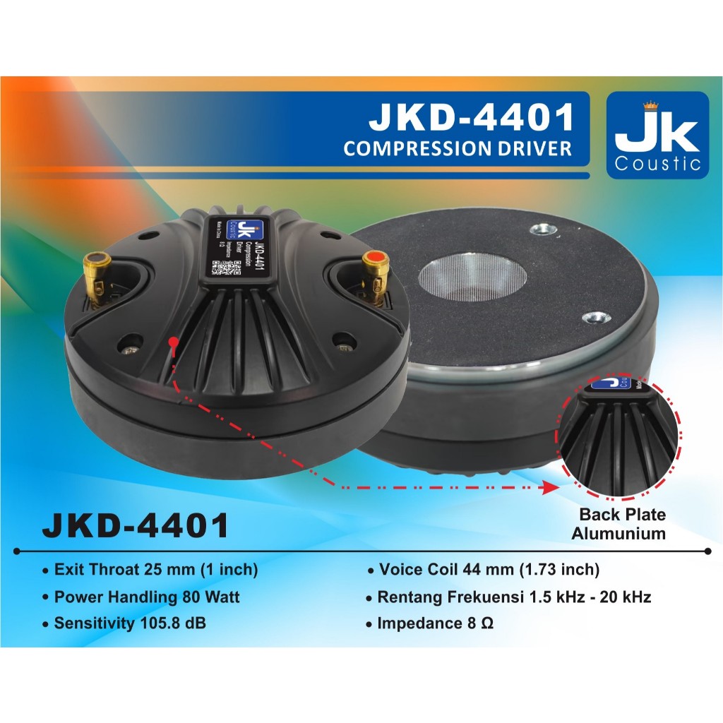Tweeter 1 inc Jk Coustic JKD 4401 Komponen Tweeter JKD 4401