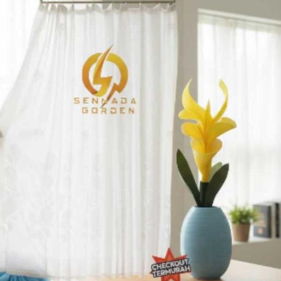 TIRAI VITRAS GORDEN DALEMAN POLOS PUTIH VOIL, PURING JENDELA PINTU RUMAH